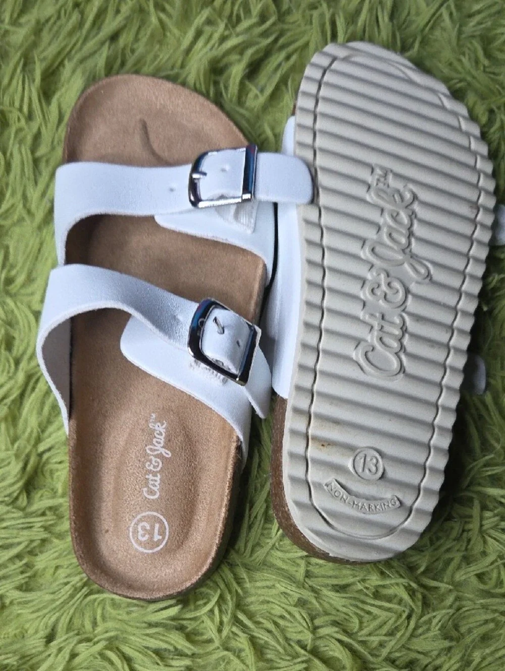 Cat & Jack White Double‎ Buckle Slides
